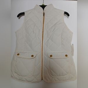 St John's Bay Elegant Cream Quilted Vest Size PXS